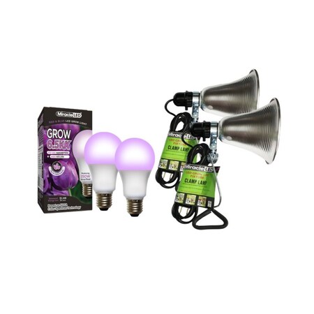 Miracle Led 6.5KK Clamp-On LED Grow Light Kit, 12W Red and Blue Spectrum Daylight, 2PK 802836